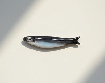 Ceramic Sardine Wall Decor: Portuguese Handmade Coastal Fish Wall Art, Unique House Warming Gift & Fishermen Aesthetic Home Decor
