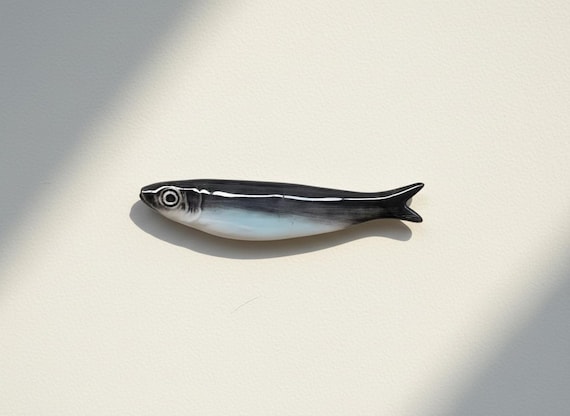 Ceramic Sardine Wall Decor: Portuguese Handmade Coastal Fish Wall Art, Unique House Warming Gift & Fishermen Aesthetic Home Decor
