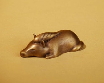 Brass Sleeping Horse Figurine – Zodiac Animal Desk Decor