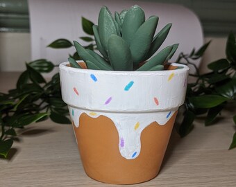 Hand-Painted Ice Cream Plant Pot | Acrylic Terracotta Planter