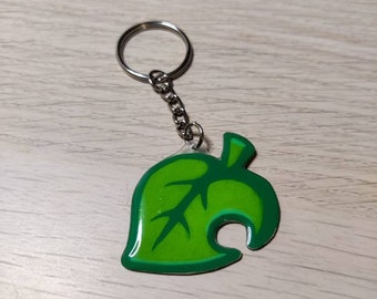 Animal Crossing Leaf Keychain, Resin Keyring