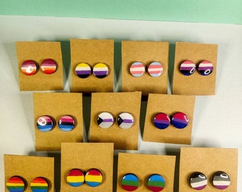 LGBTQ Pride Flags houten oorknopjes, op maat gemaakte sieraden van chirurgisch staal