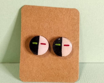 Ranboo Mask Wooden Stud Earrings, Minecraft Fandom Jewelry