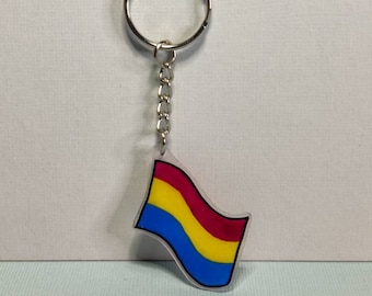 Pansexual Pride Flag Keychain, Handmade Resin Keyring LGBTQ