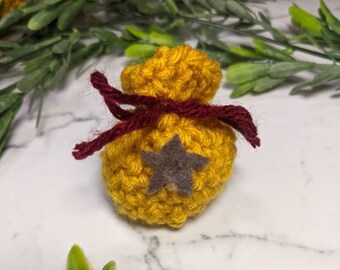 Crochet Bell Bag Amigurumi, Animal Crossing inspired Keychain Accessory, Mini Bells Bag