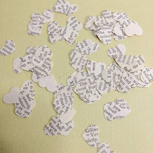 Vintage Book Page Hearts Cut Outs, 100 Romantic Confetti Hearts - Wedding Decor, Scrapbooking & Cardmaking Supplies