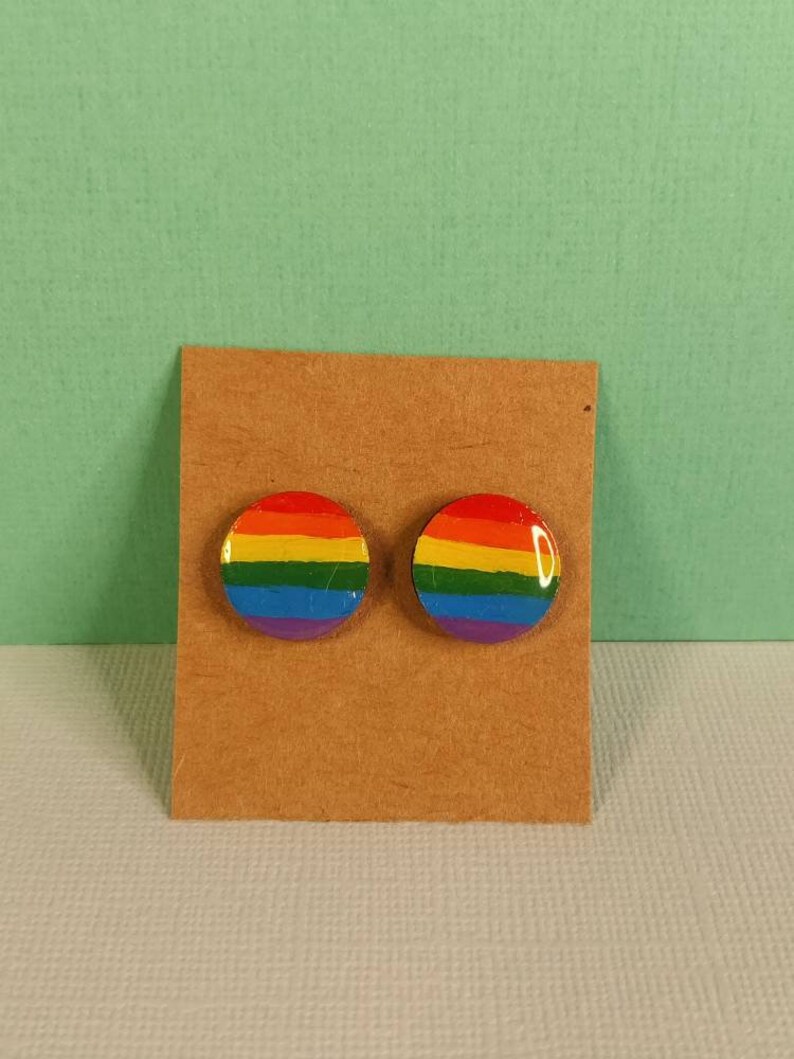 HBTQ Pride Flags Träörhängen, Anpassade Smycken i Kirurgiskt Stål bild 8