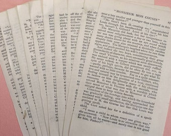 Vintage Book Pages, Set of 100 Paper prints for Scrapbooking