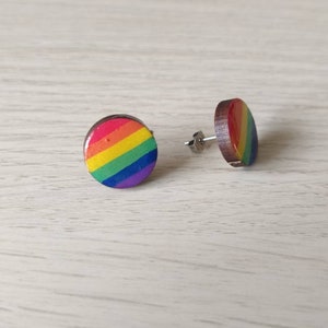 HBTQ Pride Flags Träörhängen, Anpassade Smycken i Kirurgiskt Stål bild 2