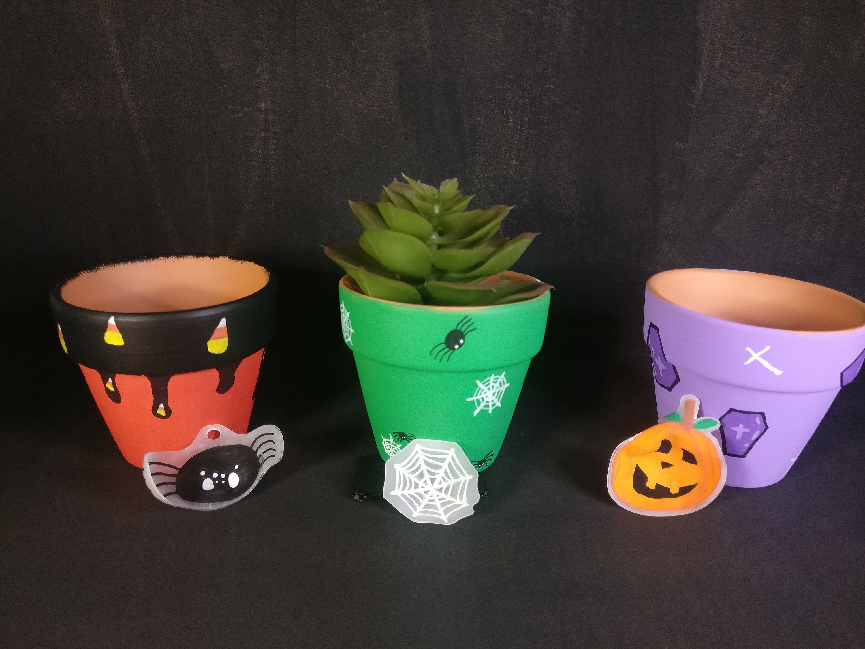 Hand Painted Halloween Plant Pot | Spooky Decor, Acrylic Planter - Etsy