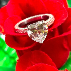 2.80Ct White Heart Cut Diamond Ring, Mid Century Engagement Ring, Solitaire Wedding Ring, Heart Shape Diamond Ring, Gift For Woman&#39;s