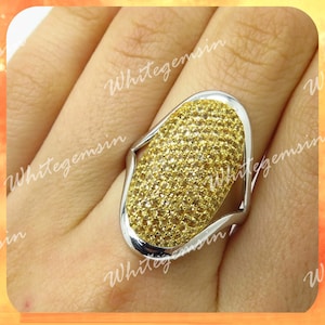 1.70 Carat Yellow Diamond Twilight Bella Stayl Pave Set Ring In 925 Sterling Silver