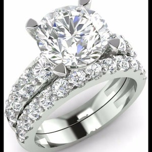 Vintage Bridal Wedding Ring Set, 3.00Ct White Round Cut Diamond Ring Set, White Diamond Bridal Ring, In 925 Sterling Silver