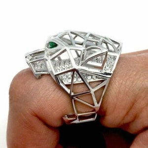 Panther Skeleton Ring, Panther Cocktail Party Ring, Animal Jewelry, Panther Head Ring, Tiger Jewelry Ring