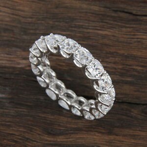 Silver Engagement Eternity Band, 5.75Ct White Cushion Cut Diamond Full Eternity Wedding Band Ring, Full Eternity Stacking Ring