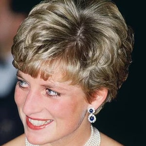 Princess Diana Royal Blue Studs, Kate Middleton Earrings, Diamond Stud Earring, Push Back Earring, Sapphire and Diamond Cluster Earrings