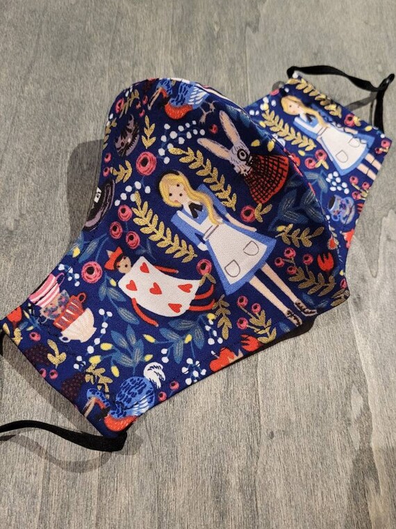 Alice in Wonderland Face Mask Adjustable Washable 2ply Etsy Canada