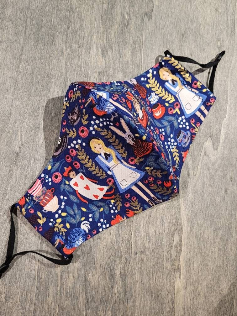 Alice in Wonderland Face Mask Adjustable Washable 2ply Etsy Canada