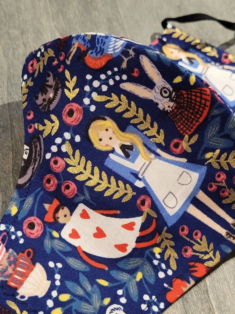 Alice in Wonderland Face Mask Adjustable Washable 2ply Etsy Canada