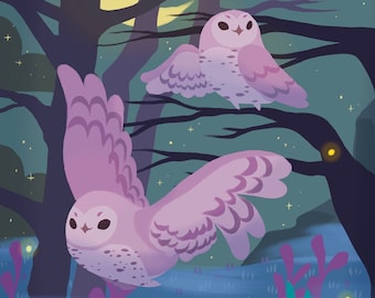 Nite Owls Art Print 11 x 17"