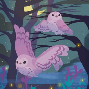 Nite Owls Art Print 11 x 17"