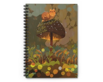 Rainy Day Snail Notebook / Spiral notebook / cute notebook / gifts for her / college notebook / notetaking / kawaii notebook