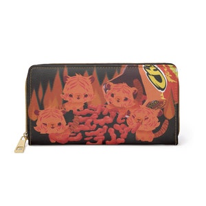 Carteira com zíper Hot Cheeto Tigers / Presente para ela, carteira fofa, carteira Hot Cheeto, carteira de lanche, carteira kawaii, amantes de gatos, carteira sem crueldade