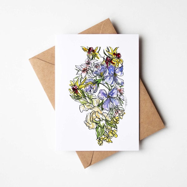 ILLINOIS Floral BOX SET of 8 Blank Note Cards with Envelopes Housewarming Military Vacation Multi Occasion Card Unique Moving Gift