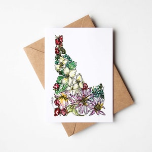 IDAHO Fleurs sauvages LOT de 8 cartes de correspondance vierges avec enveloppes Carte multi-occasions vacances pendaison de crémaillère Cadeau de déménagement unique