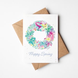 Couronne de printemps, carte de voeux à planter, carte de graines faisant pousser des fleurs sauvages, cadeau unique pour lui, son professeur, sa tante, sa voisine, jardinage