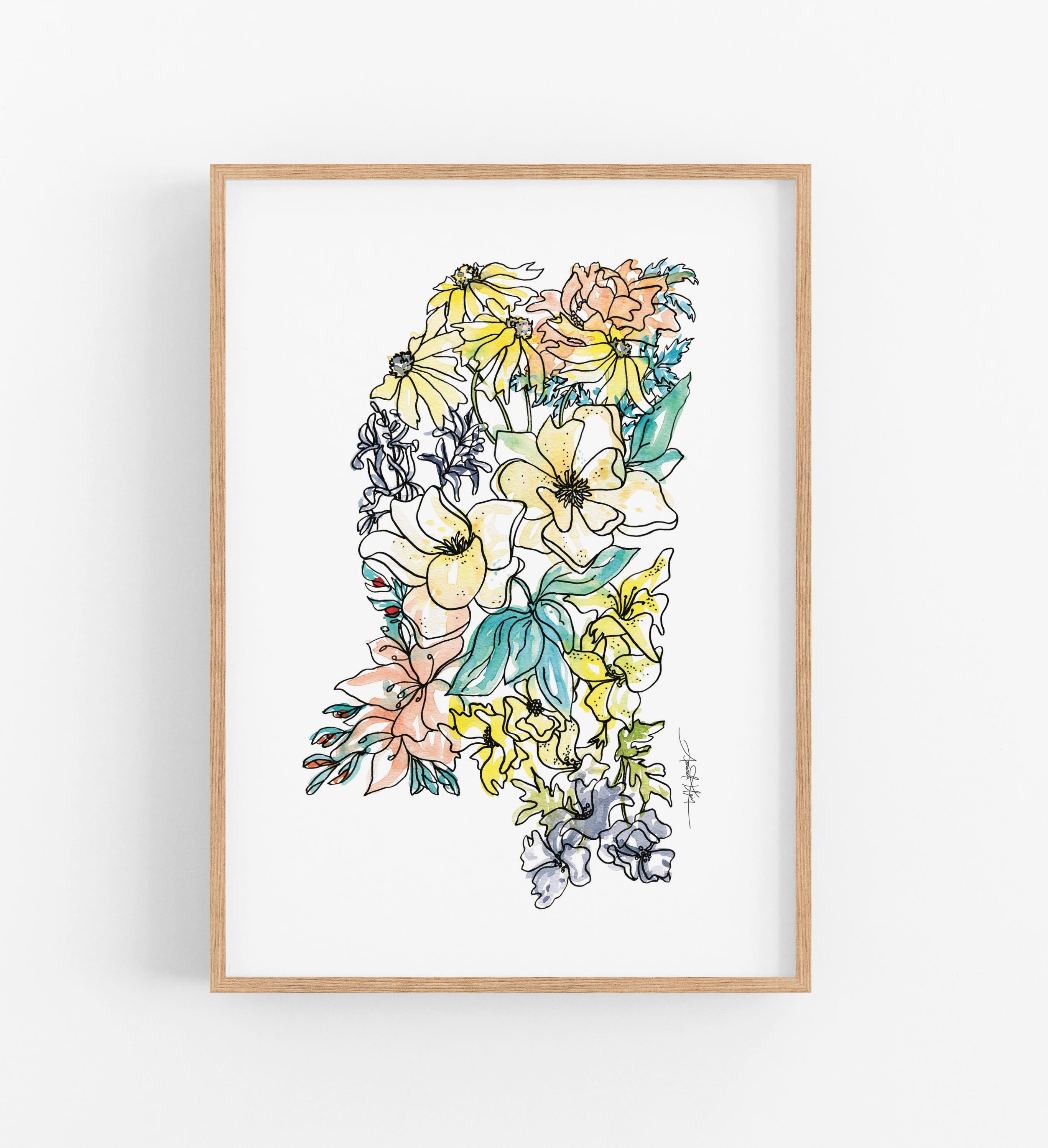 MISSISSIPPI Wildflowers State Art Print Fine Art Floral Map Poster Wall Art Unique Housewarming Military Gift Christmas Gift