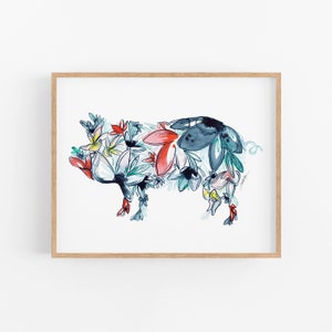 PIG Wall Art Print, Pig Art, Watercolor Pig Decor painting, Pig Gifts, Farmhouse Print, Farm Animal Wall Decor Pig Lovers Gift Pig Painting