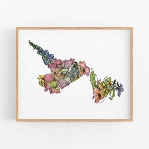 TERRE-NEUVE-ET-LABRADOR Fleurs sauvages Canada Impression d'art Fine Art floral carte affiche murale Art unique pendaison de crémaillère cadeau de mariage cadeau de Noël