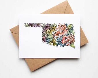 OKLAHOMA Floral box SET of 8 Blank Note Cards with Envelopes Housewarming Military Vacation Multi Occasion Card Unique Moving Gifts