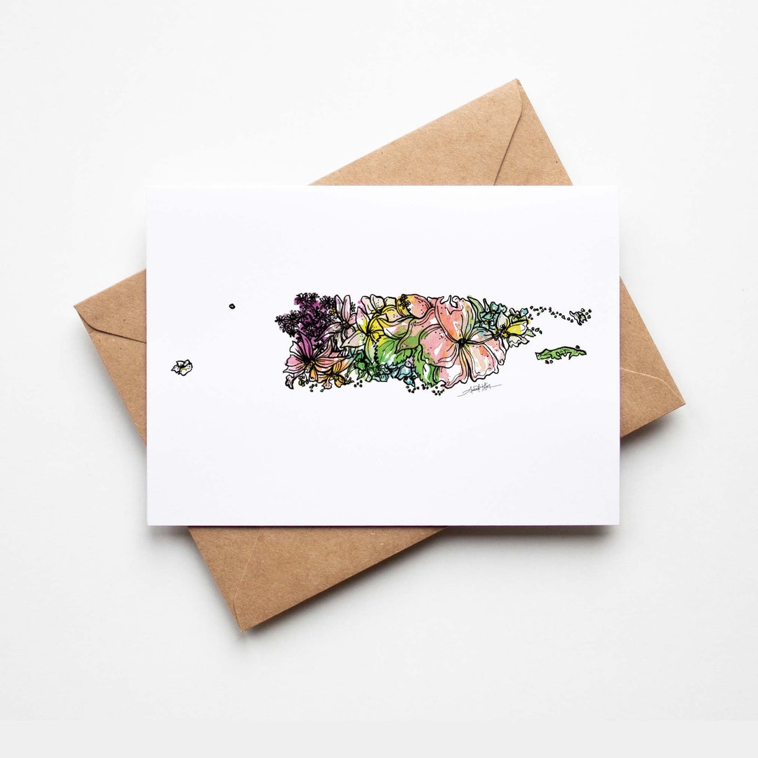 PUERTO RICO Wildflowers Box SET of 8 Blank Note Cards With Envelopes ...