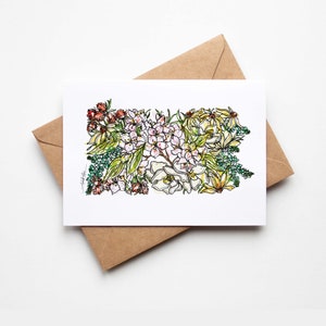 PENNSYLVANIE Boîte de fleurs sauvages, lot de 8 cartes de correspondance vierges avec enveloppes, pendaison de crémaillère, vacances militaires, carte multi-occasions, cadeau de déménagement unique
