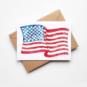 Ensemble de cartes pour lettres drapeau américain aquarelle patriotique pour lui, son anniversaire de pendaison de crémaillère de Noël aux Etats-Unis