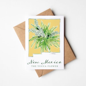 New Mexico Yucca State Flower Notecards - Box Set of 10 - Floral Art Note Cards Christmas Housewarming Hostess Mother’s Day Gift for Her