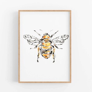 Honeybee Fine Art Print regalo de arte de acuarela para ella él decoración de pared de cumpleaños de Navidad imagen 2