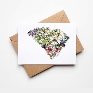Coffret de fleurs sauvages de CAROLINE DU SUD, lot de 8 cartes de correspondance vierges avec enveloppes, cadeau de déménagement unique pour pendaison de crémaillère, vacances militaires et occasions multiples