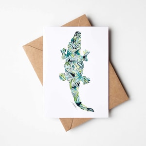 Alligator Note Card Set fine art watercolor artwork coastal gift Christmas birthday