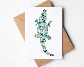 Alligator Note Card Set fine art watercolor artwork coastal gift Christmas birthday