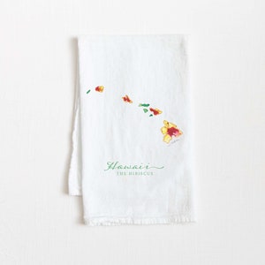 HAWAII State Hibiscus Flour Sack Kitchen Tea Towel 27 x 27 Cotton Decor Unique Housewarming Hostess Birthday Christmas Farmhouse Gift Mom