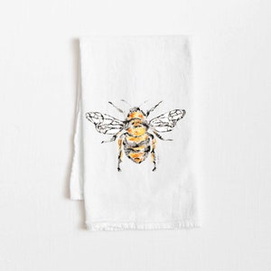 Honeybee Flour Sack Tea Towel 27x27 Cotton Kitchen Decor Decorative Unique Housewarming Hostess Birthday Christmas Gift Farmhouse Towel