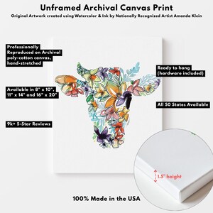 COW Fine Art Print | Floral Home Decor | Canvas or Giclee Framed Wall ...