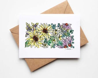 KANSAS Wildflowers Watercolor Notecards - Box Set of 10 - Floral Art Note Cards Christmas Housewarming Hostess Mother’s Day Gift for Her