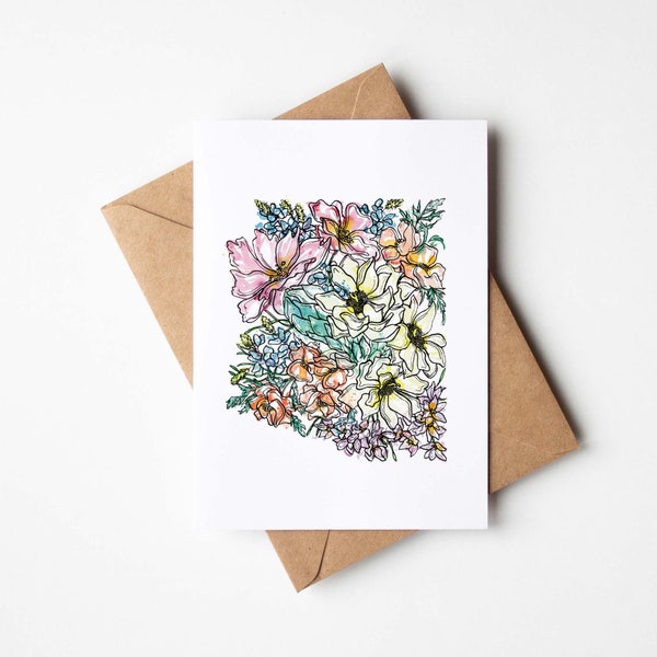 ARIZONA Floral BOX SET of 8 Blank Note Cards with Envelopes Housewarming Military Vacation Multi Occasion Card Unique Arizona Gift