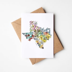 Coffret TEXAS fleurs sauvages, lot de 8 cartes de correspondance vierges avec enveloppes, pendaison de crémaillère, vacances militaires, carte multi-occasions, cadeau de déménagement unique