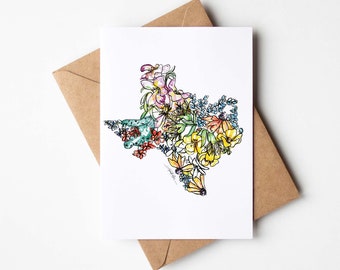 TEXAS Wildflowers box SET of 8 Blank Note Cards with Envelopes Housewarming Military Vacation Multi Occasion Card Unique Moving Gift