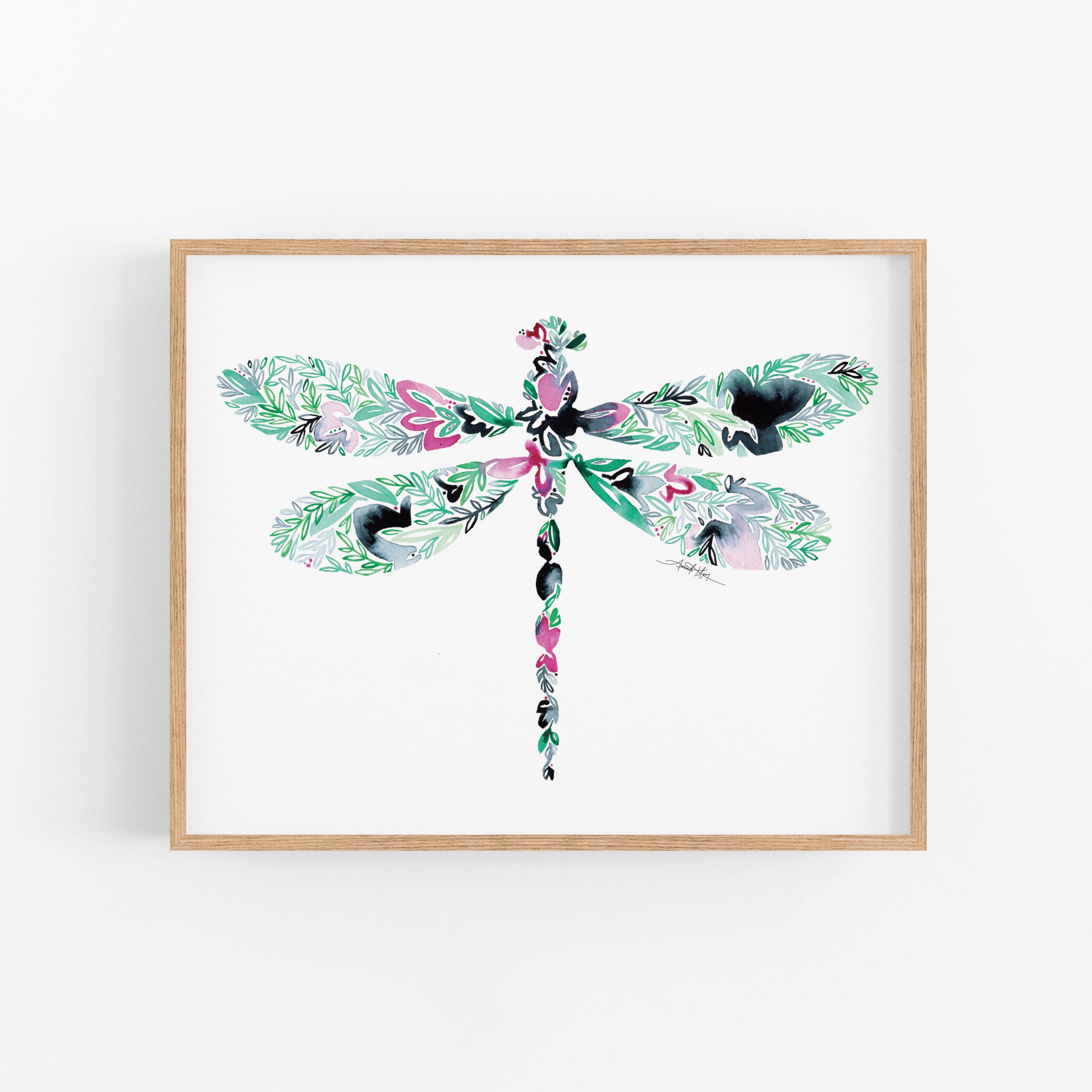 Dragonfly Wall Art Print, Dragon fly Art, Watercolor Farmhouse Decor painting, Dragonfly Lover Gifts for him her